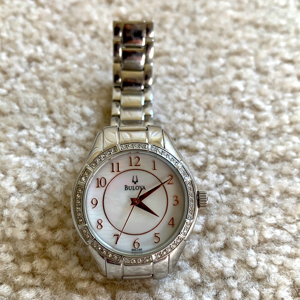 Bulova Mother Of Pearl Dial Crystal Accents Bezel
